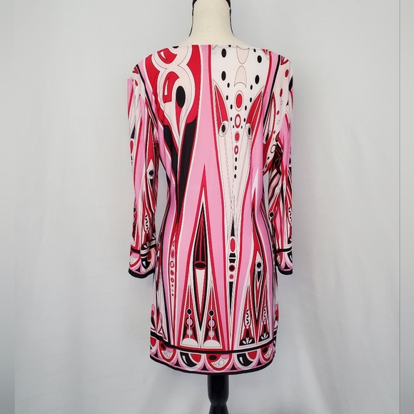 Milano Pink Print Long Sleeve Shift Dress - Picture 2 of 5